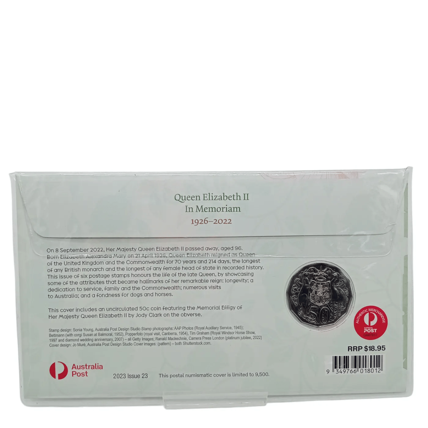 Australia Post Coin & Stamp: Queen Elizabeth II In Memoriam 1926-2022 50 Cent Coin (WR 1355915)
