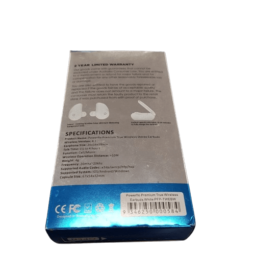POWERFLO PREMIUM BLUETOOTH EARBUDS Like New In Box