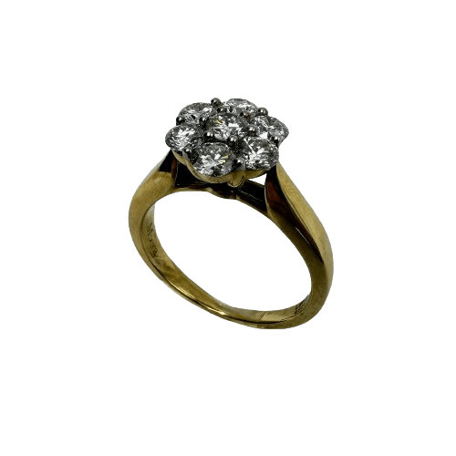 Ladies 9ct Yellow Gold Lab Diamond Cluster Enagagement Ring Size M