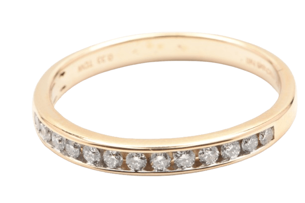 Ladies 14ct Yellow Gold Brilliant Cut Channel Set Diamond 0.33ct TDW T 1/2 Band With Valuation (MR)