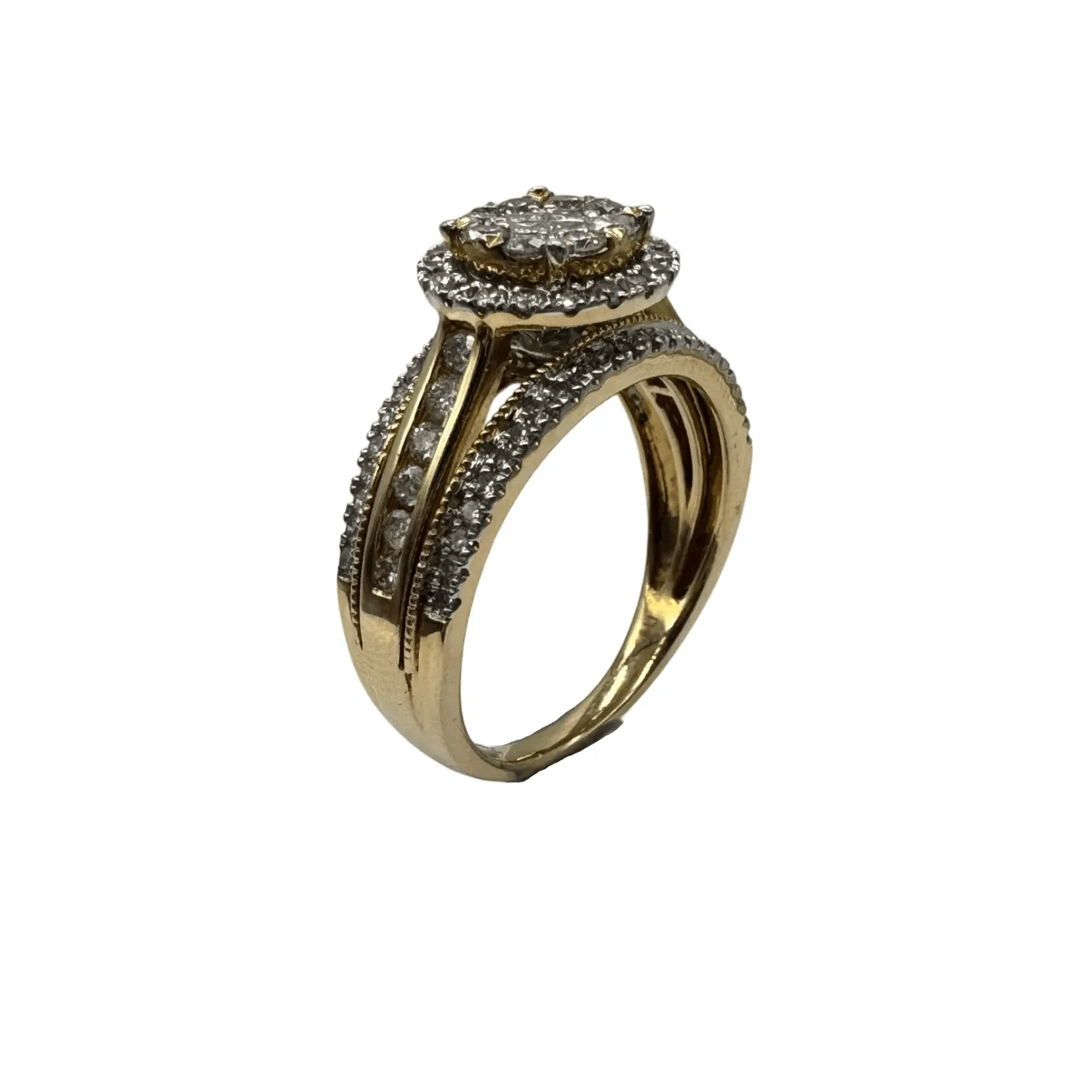 Ladies 14ct Yellow Gold 89 Stone Diamond Cluster Ring 1.00ct TDW O 7 1/2 With Valuation (WR 1266617)