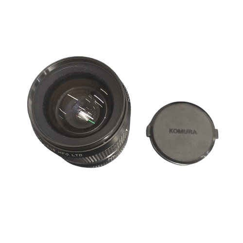 Komura Camera Lens F 28mm 1:2.5, With Front + Rear Lens Cap + Storage Box