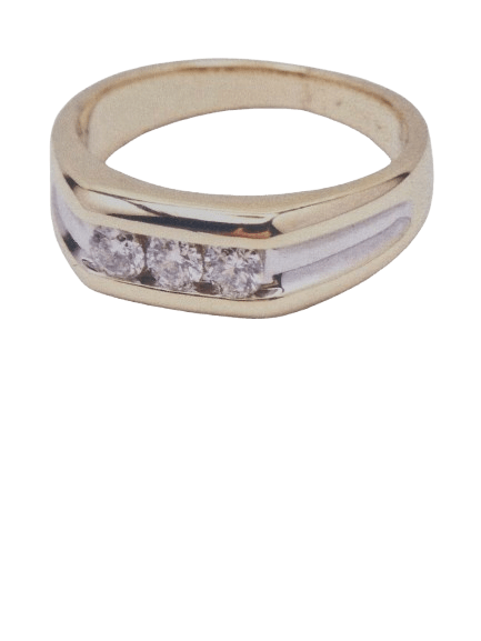 Mens 10K Yellow Gold Diamond Ring With 3 Diamonds 0.50CT TDW Q 8 With Valuation (WL)