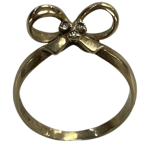 Ladies 9ct Yellow Gold Bow Ring Size 6