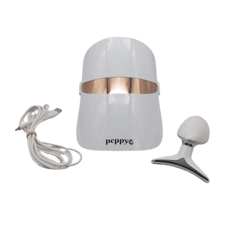 Peppy Co LED Light Therapy Mask with Facial Sculptor, USB Charge Cable And Bag