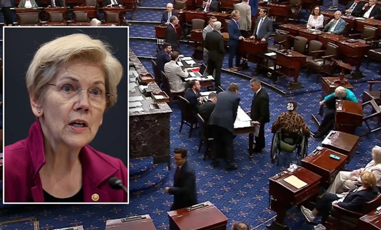 Sen. Elizabeth Warren falls on Senate floor as Republicans offer bipartisan assistance during Israel vote Sen. Elizabeth Warren falls on Senate floor as Republicans offer bipartisan assistance during Israel vote