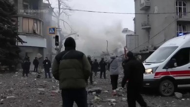 Search for people possibly trapped under rubble after Russian strike hits Kharkiv Search for people possibly trapped under rubble after Russian strike hits Kharkiv