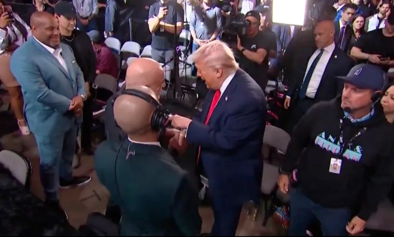WATCH: Donald Trump Enters UFC 327 to Big Roar — Then Approaches Joe Rogan After Podcast Star Has Ripped Iran War WATCH: Donald Trump Enters UFC 327 to Big Roar — Then Approaches Joe Rogan After Podcast Star Has Ripped Iran War