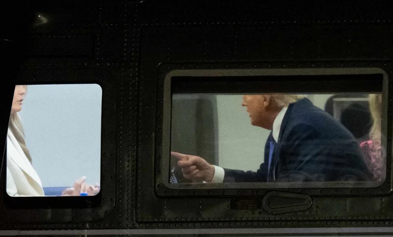 Donald and Melania Trump Spotted in Animated Conversation on Marine One as First Lady Shakes Her Head Donald and Melania Trump Spotted in Animated Conversation on Marine One as First Lady Shakes Her Head