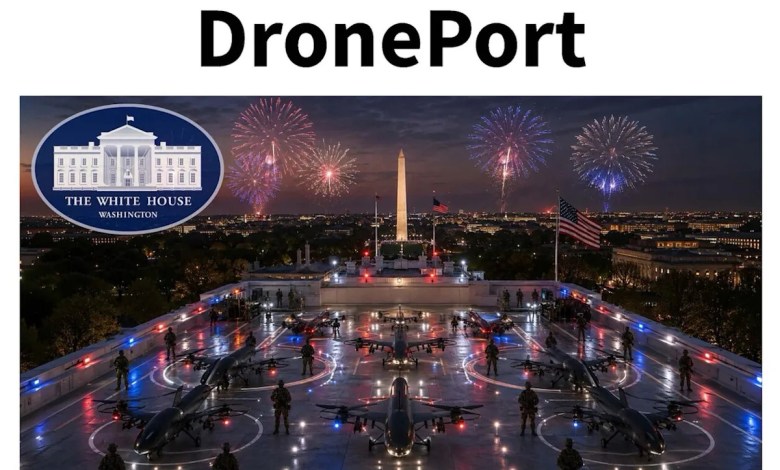 Trump posts AI-generated images of a ‘DronePort’ he wants on top of new White House ballroom Trump posts AI-generated images of a ‘DronePort’ he wants on top of new White House ballroom