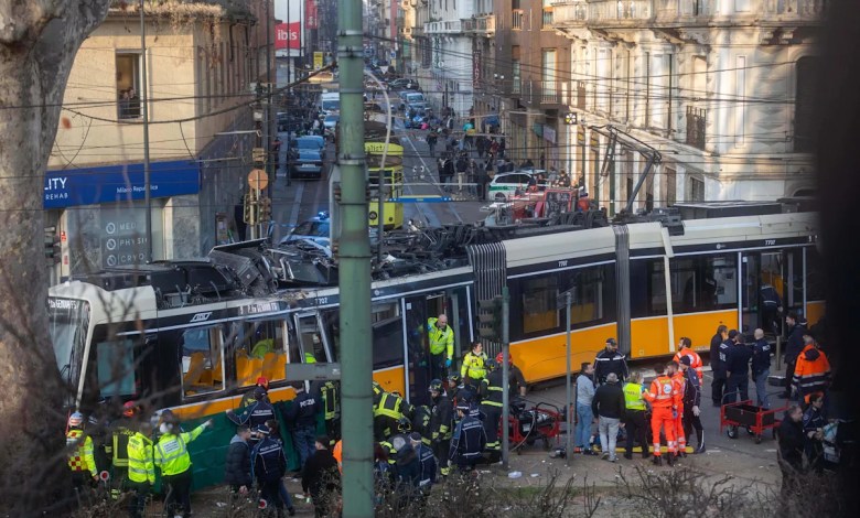 Milan tram derails and slams into a building, killing one person Milan tram derails and slams into a building, killing one person