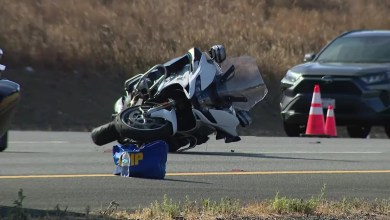 Tesla crashes into CHP motorcycle officer, ejecting him from bike, causing I-280 backup Tesla crashes into CHP motorcycle officer, ejecting him from bike, causing I-280 backup