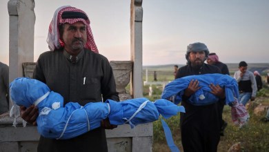 A grieving father buries his 6-year-old after a land mine kills 3 children in Syria’s Idlib A grieving father buries his 6-year-old after a land mine kills 3 children in Syria’s Idlib