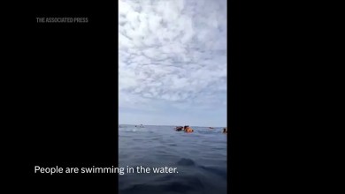 Dramatic video shows people in water after Indonesian passenger ferry catches fire at sea Dramatic video shows people in water after Indonesian passenger ferry catches fire at sea