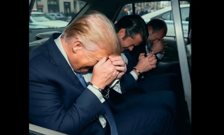 Gavin Newsom Shares Insane Video of Trump and Top Lieutenants Being Perp-Walked in Handcuffs Gavin Newsom Shares Insane Video of Trump and Top Lieutenants Being Perp-Walked in Handcuffs