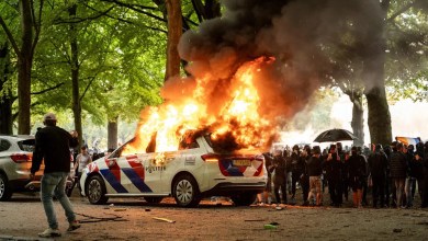 Rioters attack police in anti-migrant protests in The Hague Rioters attack police in anti-migrant protests in The Hague