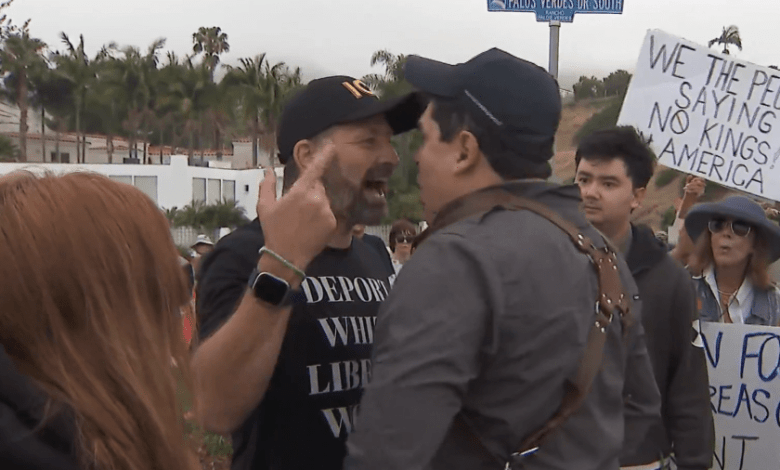 Protesters square off during ‘No Kings’ rally outside Trump’s Southern California golf course Protesters square off during ‘No Kings’ rally outside Trump’s Southern California golf course