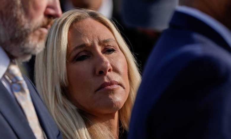 Marjorie Taylor Greene says all she heard from Trump’s speech was ‘war war war’ Marjorie Taylor Greene says all she heard from Trump’s speech was ‘war war war’