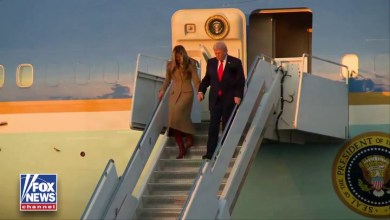 Trump Holds On to Melania for Dear Life While Descending AF1 Stairs Trump Holds On to Melania for Dear Life While Descending AF1 Stairs