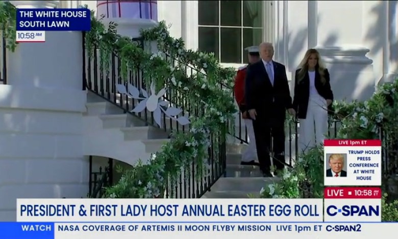 Trump, 79, Grips Onto Melania for Dear Life Down White House Steps Trump, 79, Grips Onto Melania for Dear Life Down White House Steps