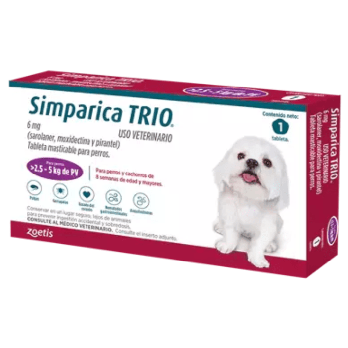 SIMPARICA TRIO 1TAB 2.5KG A 5KG (PURPLE 6) SIMPARICA TRIO 1TAB 2.5KG A 5KG (PURPLE 6)