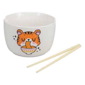 RAMEN TIGER BOWL WITH CHOPSTICKS RAMEN TIGER BOWL WITH CHOPSTICKS