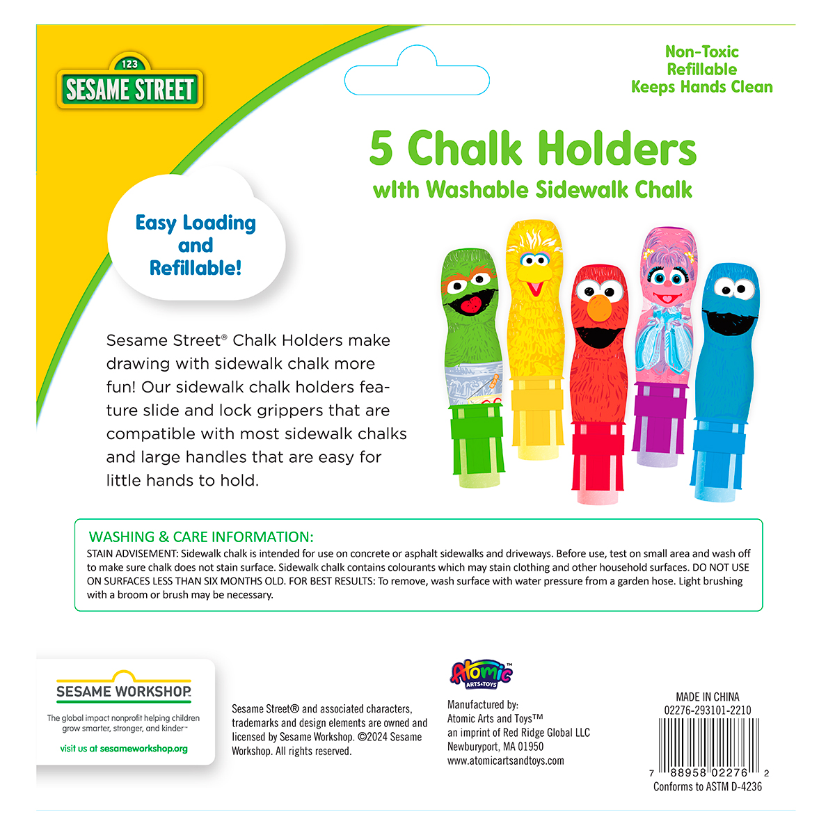 SESAME ST 5-PK CHALK HOLD SET/WASH CHALK