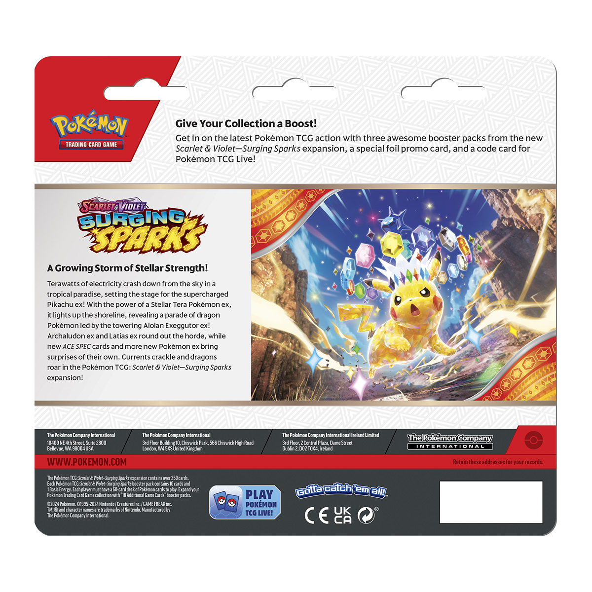 POKEMON TCG SURGING SPARKS-3PK BLIST ENG