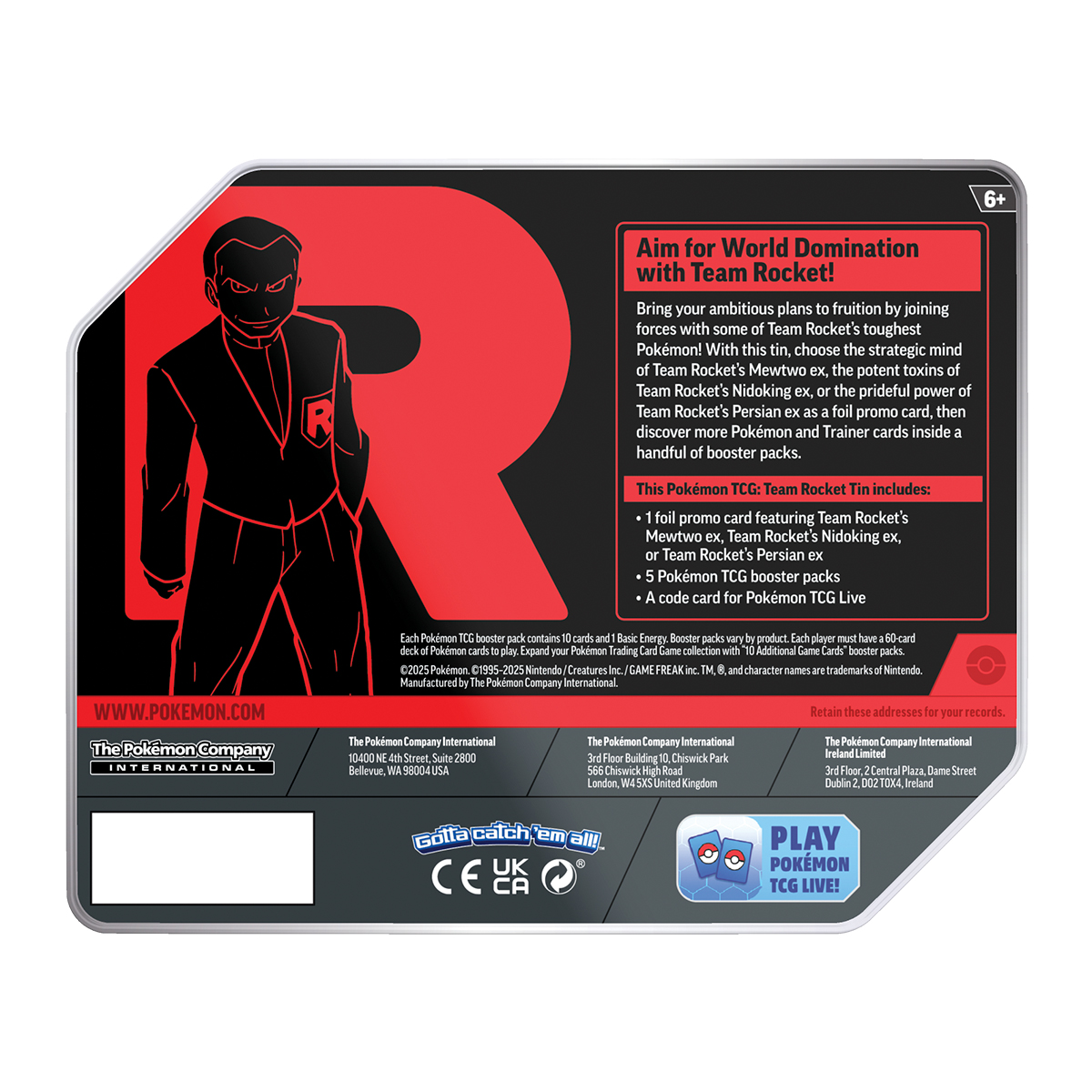 POKEMON TCG TEAM ROCKET TIN ENG