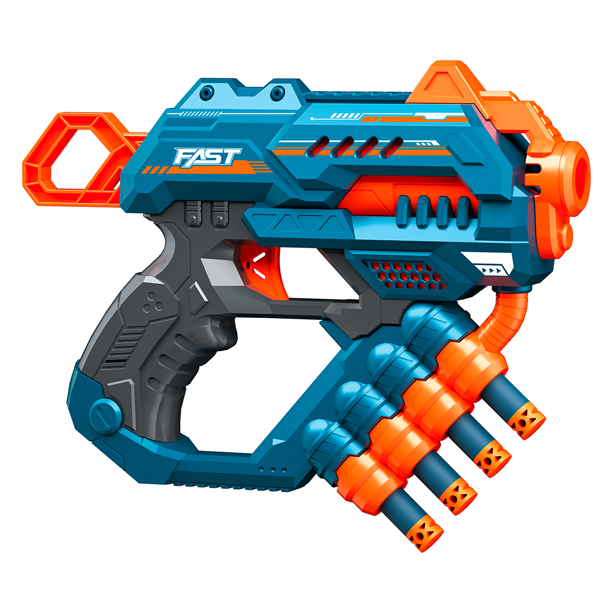 JUGUETE PISTOLA 8 DARDOS AZUL