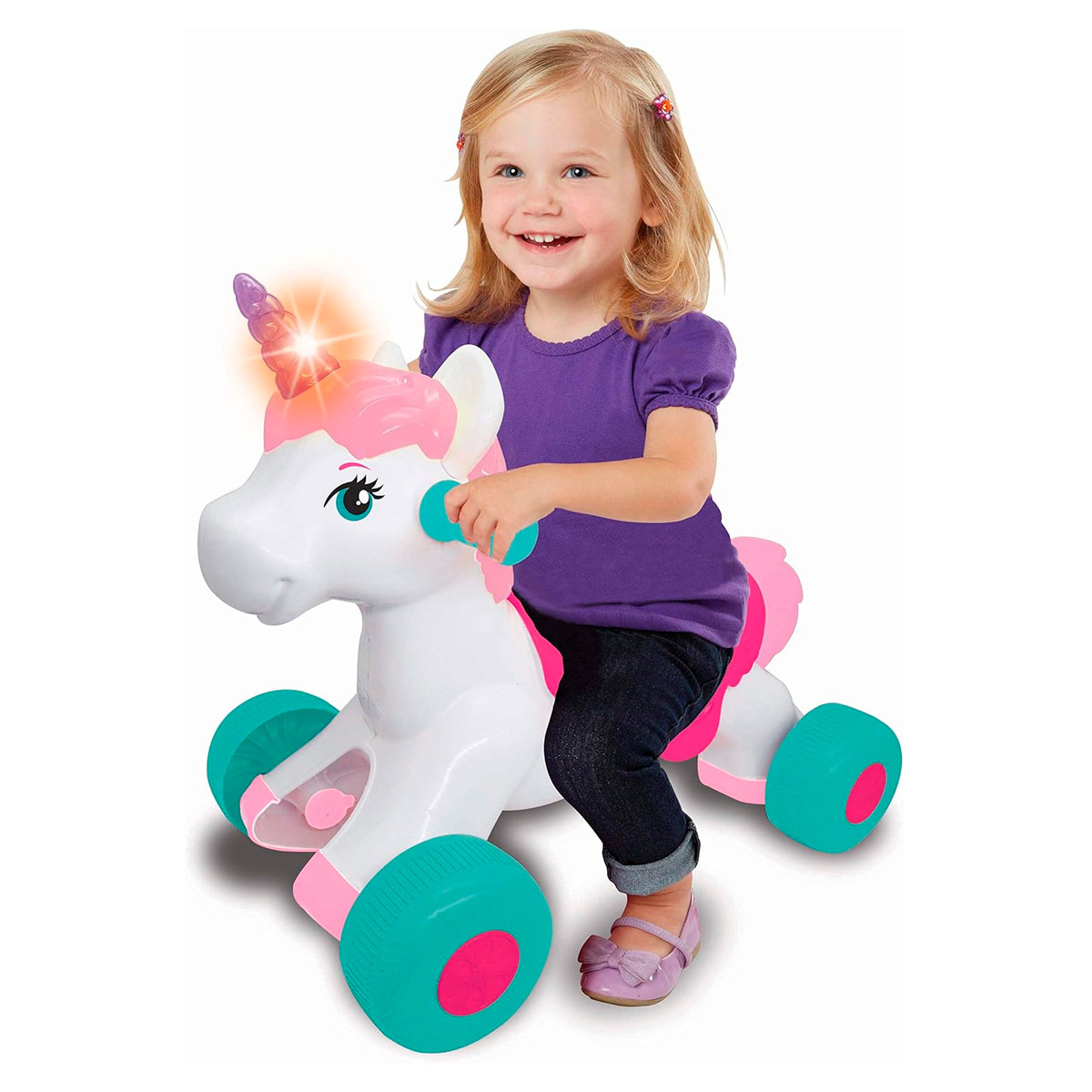 LIGHTS N SOUNDS UNICORN RIDE ON-GENERIC