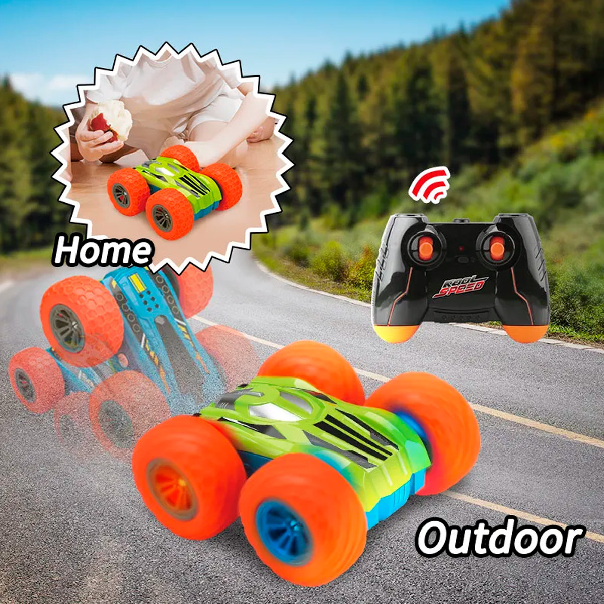 FLIP OVER STUNT CAR-LIGHT R/C FLASH ROVE