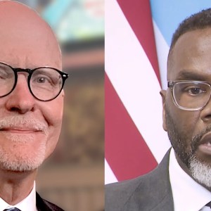 Paul Vallas (left) rejected Mayor Brandon Johnson’s (right) claim that ICE agents are ordered to “shoot and kill” protestors, warning the rhetoric could legitimize violence. Paul Vallas (left) rejected Mayor Brandon Johnson’s (right) claim that ICE agents are ordered to “shoot and kill” protestors, warning the rhetoric could legitimize violence.