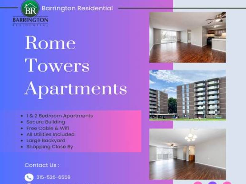 INTERNET & CABLE INCLUDED! 1 Bedroom Apartments at Rome Towers Apartme
,055
Rome INTERNET & CABLE INCLUDED! 1 Bedroom Apartments at Rome Towers Apartme
,055
Rome