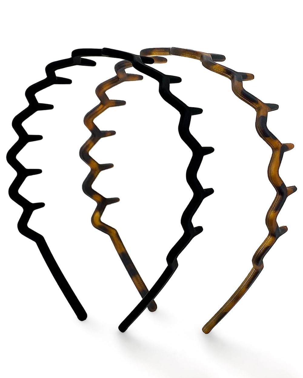 Kitsch Zig Zag Headbands, Recycled Plastic Wavy Hair Band with Teeth, Headband for Women and Men, Classic 90s Hair Accessories, 2pcs (Black and Brown) Kitsch Zig Zag Headbands, Recycled Plastic Wavy Hair Band with Teeth, Headband for Women and Men, Classic 90s Hair Accessories, 2pcs (Black and Brown)