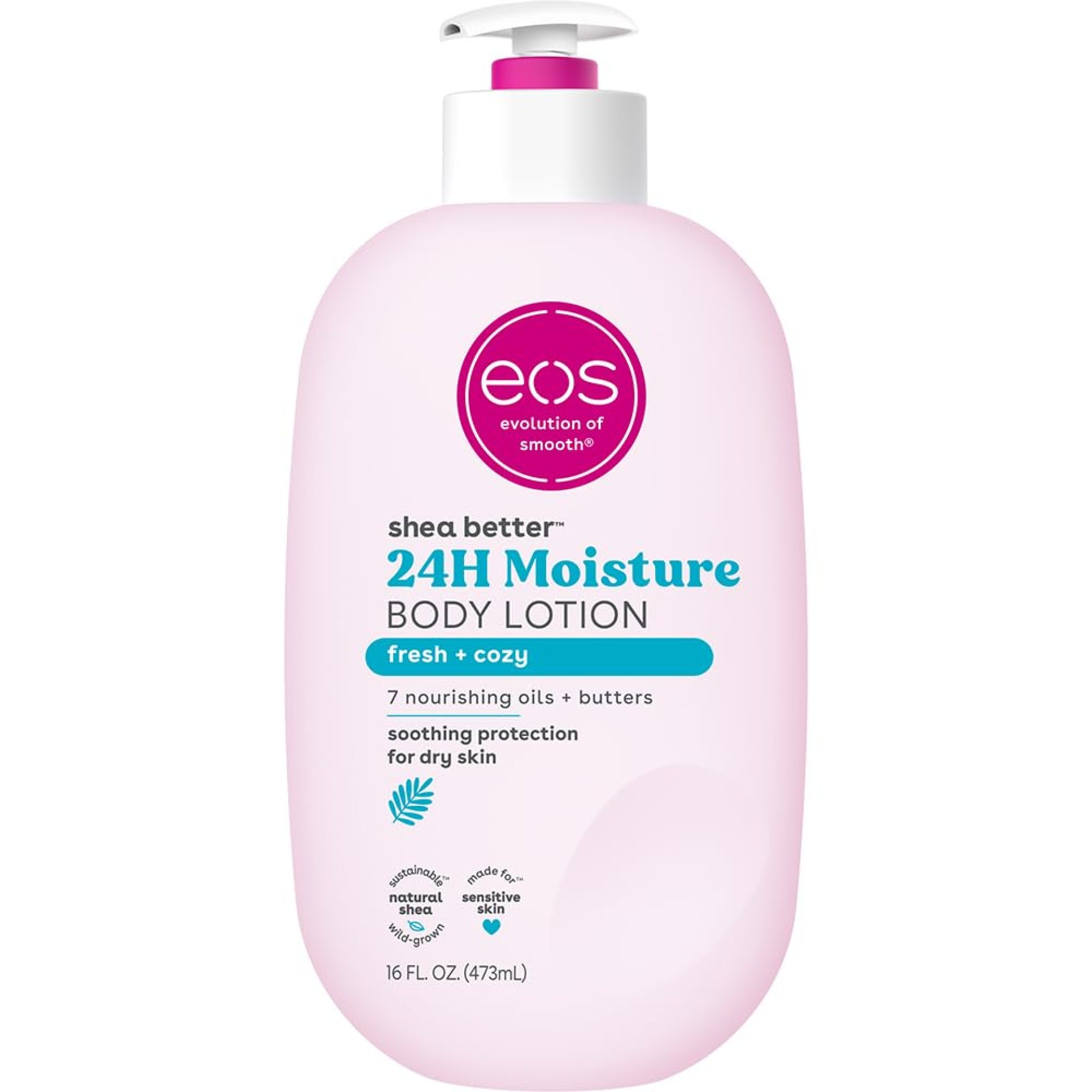 eos Shea Better Body Lotion- Fresh & Cozy, 24-Hour Moisture Skin Care, Lightweight & Non-Greasy, Made with Natural Shea, Vegan, 16 Fl Oz (Pack of 1) eos Shea Better Body Lotion- Fresh & Cozy, 24-Hour Moisture Skin Care, Lightweight & Non-Greasy, Made with Natural Shea, Vegan, 16 Fl Oz (Pack of 1)