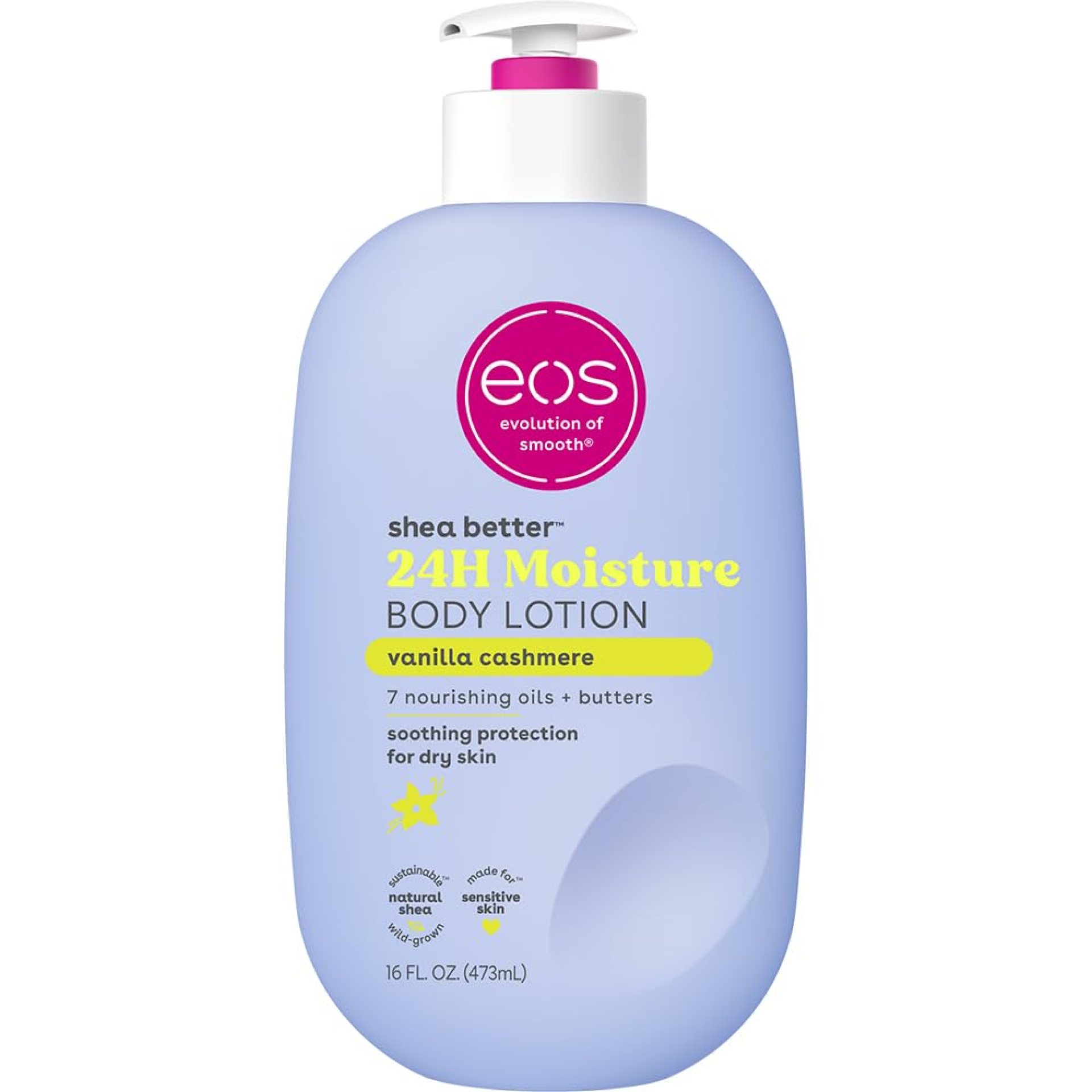 eos Shea Better Body Lotion- Vanilla Cashmere, 24-Hour Moisture Skin Care, Lightweight & Non-Greasy, Made with Natural Shea, Vegan, 16 fl oz eos Shea Better Body Lotion- Vanilla Cashmere, 24-Hour Moisture Skin Care, Lightweight & Non-Greasy, Made with Natural Shea, Vegan, 16 fl oz