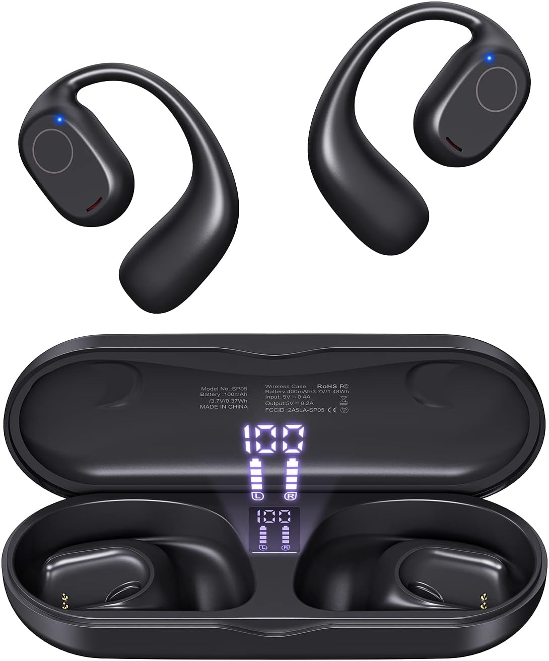 PSIER Open Ear Headphones, Bluetooth 5.3 Wireless Sports Headphones with Digital Display Charging Case 40 Hours Playtime True Earbuds with Earhooks for Running, Walking, Workout PSIER Open Ear Headphones, Bluetooth 5.3 Wireless Sports Headphones with Digital Display Charging Case 40 Hours Playtime True Earbuds with Earhooks for Running, Walking, Workout