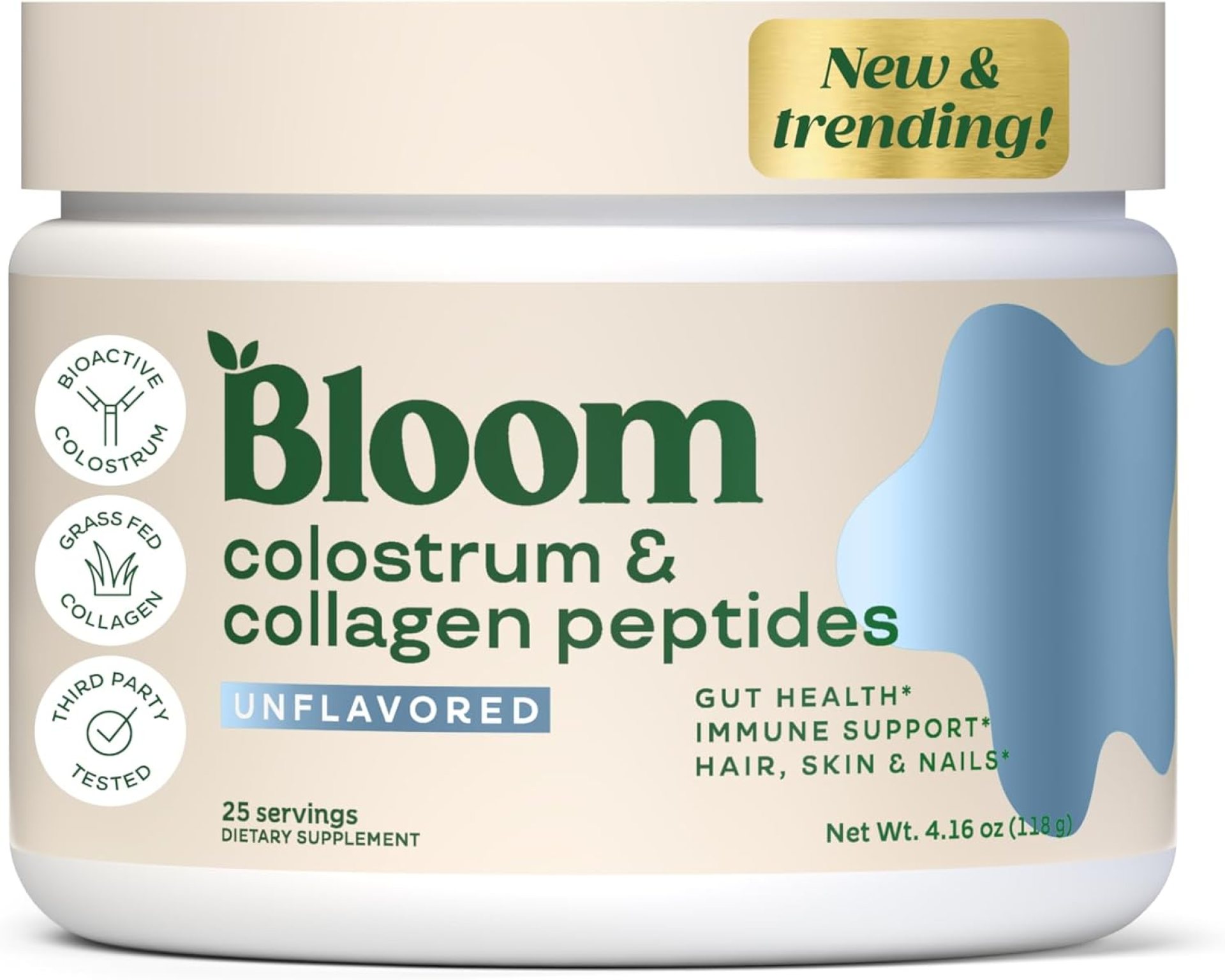Bloom Nutrition Bovine Colostrum Powder for Gut Health, Immune Support, Hair Growth & Beauty Supplement, Gluten Free, Sugar Free | Unflavored, 25 Servings Bloom Nutrition Bovine Colostrum Powder for Gut Health, Immune Support, Hair Growth & Beauty Supplement, Gluten Free, Sugar Free | Unflavored, 25 Servings