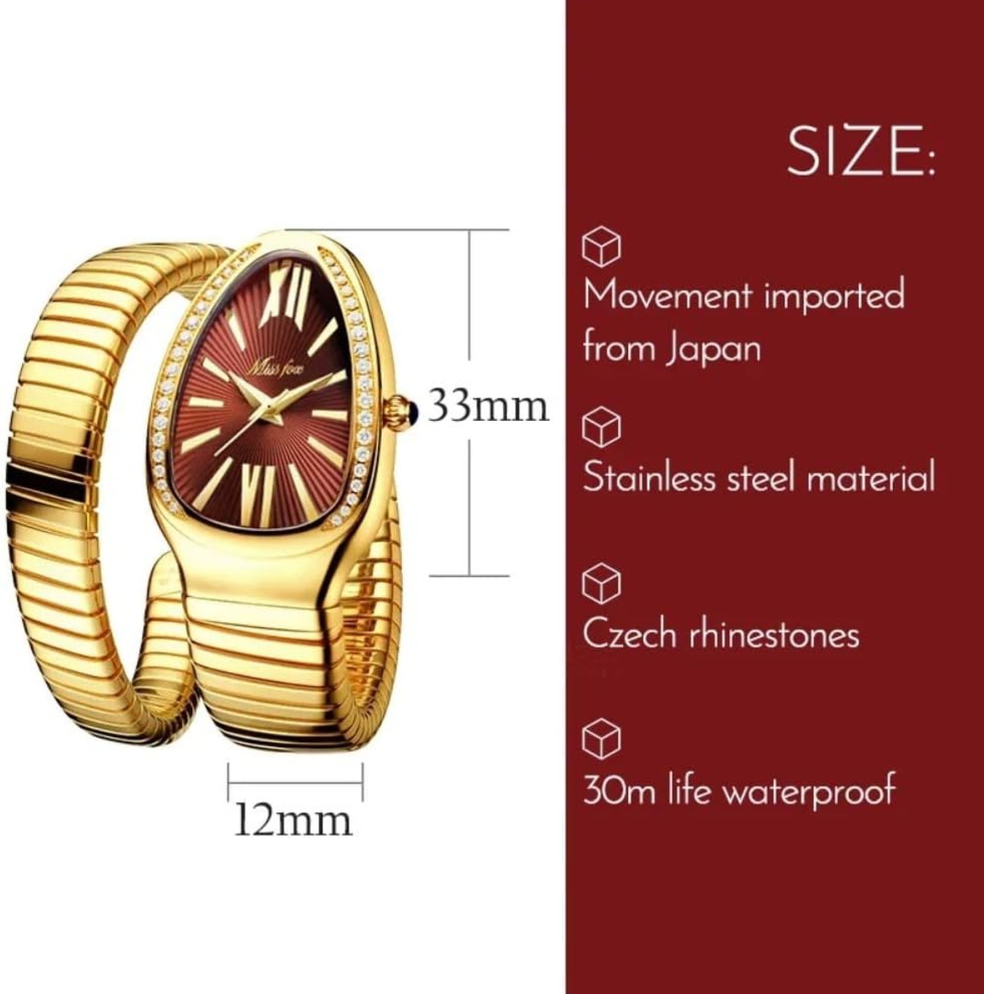 Dress Snake Shape Bracelet Women Watch Top Elegant Waterproof Quartz Jewelry Watches Dress Snake Shape Bracelet Women Watch Top Elegant Waterproof Quartz Jewelry Watches