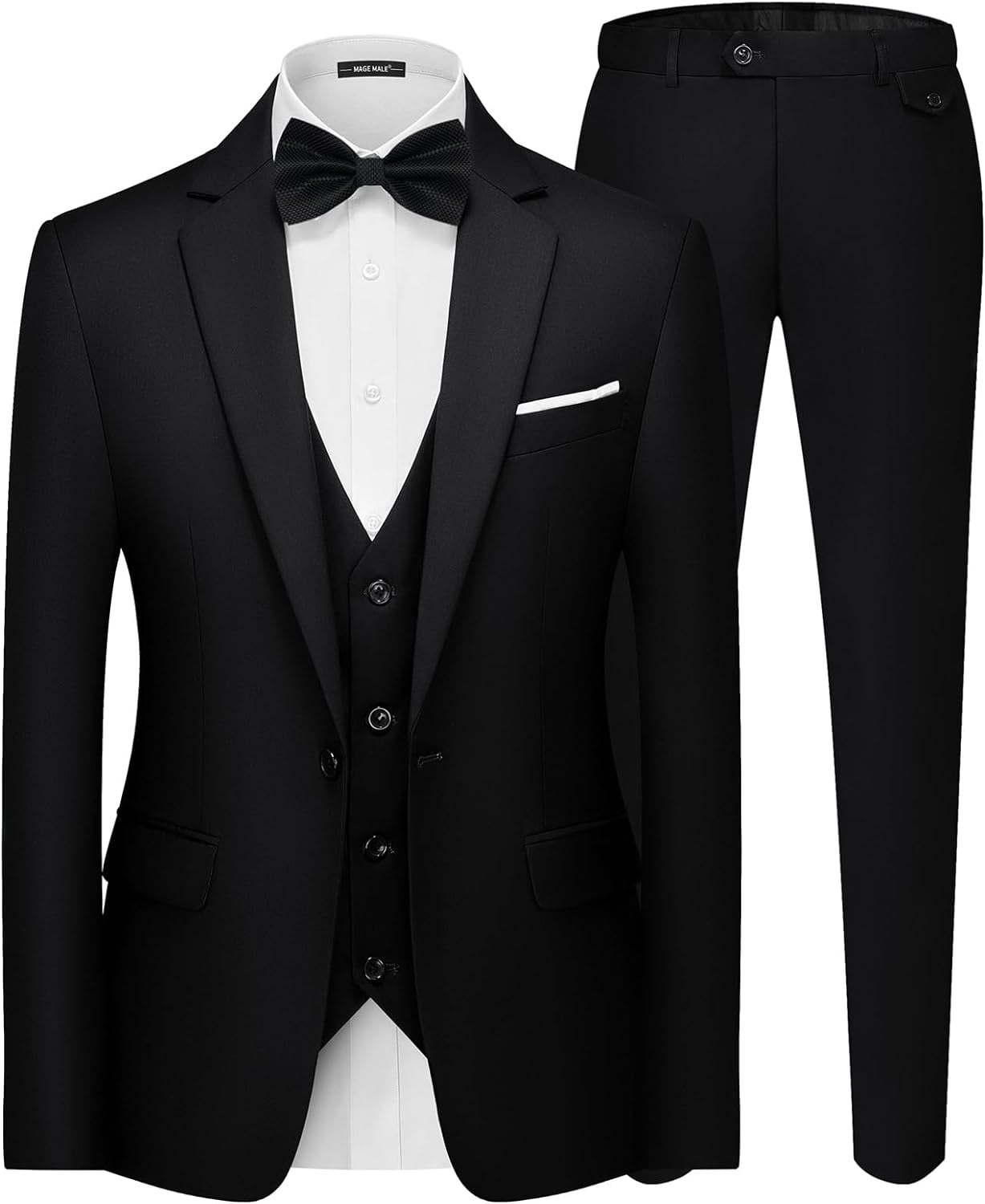 MAGE MALE Men’s 3 Pieces Suit Elegant Solid One Button Slim Fit Single Breasted Party Blazer Vest Pants Set MAGE MALE Men’s 3 Pieces Suit Elegant Solid One Button Slim Fit Single Breasted Party Blazer Vest Pants Set