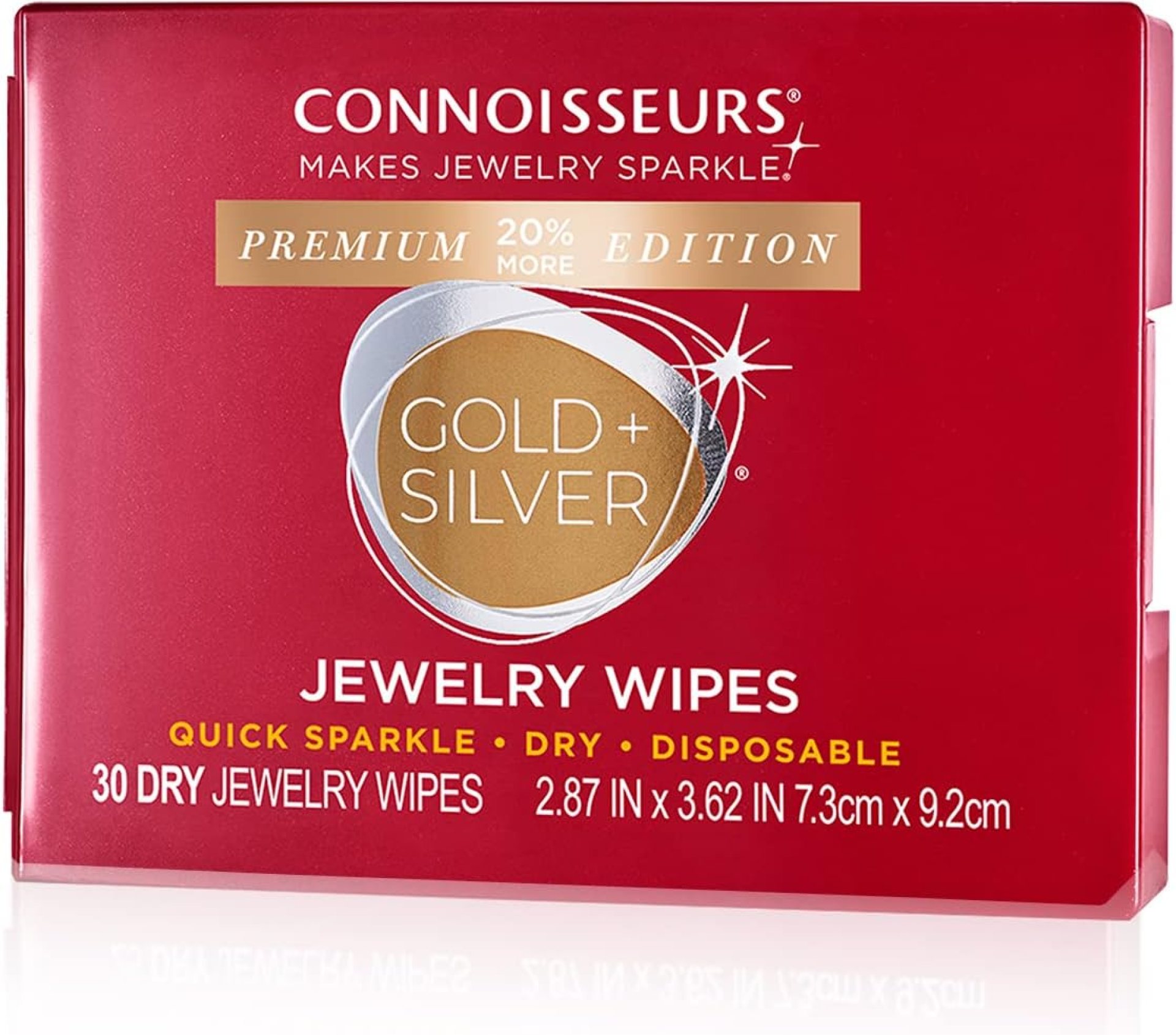CONNOISSEURS Premium Edition Compact Jewelry Wipes No Rinse Gold and Silver Jewelry Cleaner, Polish and Remove Tarnish to Restore Brilliance, Dry Disposable Wipes, Diamond Dazzle Stik CONNOISSEURS Premium Edition Compact Jewelry Wipes No Rinse Gold and Silver Jewelry Cleaner, Polish and Remove Tarnish to Restore Brilliance, Dry Disposable Wipes, Diamond Dazzle Stik