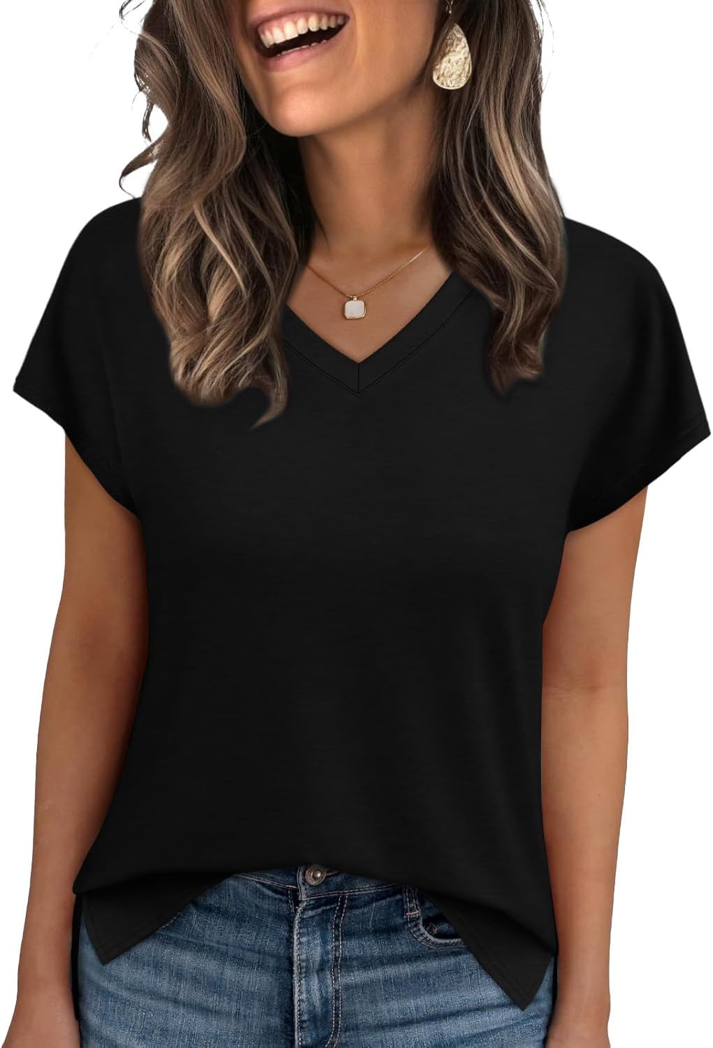 WIHOLL Womens Tops Basic Summer V Neck T Shirts Short Sleeve Dressy Casual Loose Fit Cute Tee Clothes Trendy Fashion Outfits WIHOLL Womens Tops Basic Summer V Neck T Shirts Short Sleeve Dressy Casual Loose Fit Cute Tee Clothes Trendy Fashion Outfits
