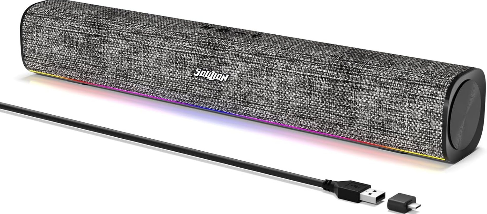 SOULION R100 Bluetooth Computer Speakers with Dynamic LED Light, USB Plug & Play PC Speakers with Switch Button, Clearly Sound Soundbar for Desktop Laptop Monitor(USB-C to USB Adapter Included) SOULION R100 Bluetooth Computer Speakers with Dynamic LED Light, USB Plug & Play PC Speakers with Switch Button, Clearly Sound Soundbar for Desktop Laptop Monitor(USB-C to USB Adapter Included)