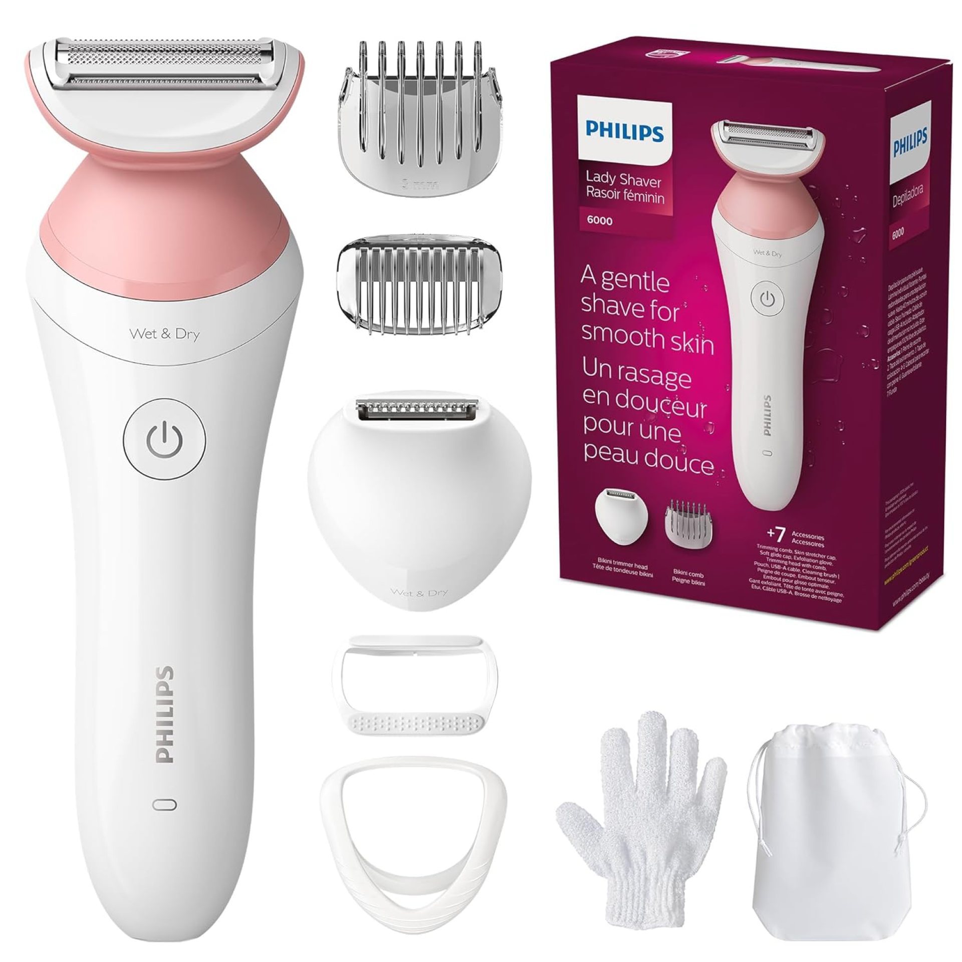 Philips Beauty Lady Electric Shaver Series 6000, Cordless with 7 Accessories, BRL146/00, White Philips Beauty Lady Electric Shaver Series 6000, Cordless with 7 Accessories, BRL146/00, White