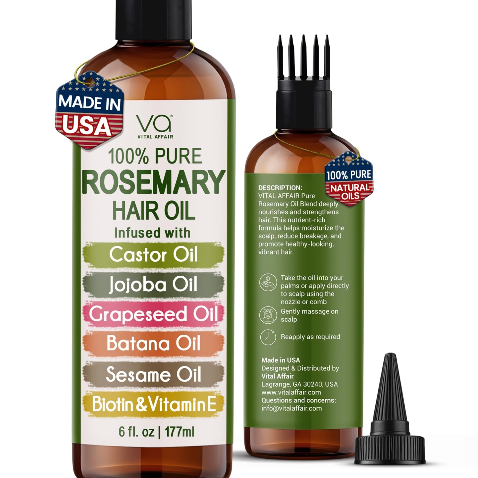100% Pure Rosemary Oil For Hair Growth With Castor, Batana, Jojoba Oil – Infused With Biotin & Vitamin E-Blend of Effective Hair Oils for Hair Growth-Strengthening Treatment 6 Fl Oz 100% Pure Rosemary Oil For Hair Growth With Castor, Batana, Jojoba Oil – Infused With Biotin & Vitamin E-Blend of Effective Hair Oils for Hair Growth-Strengthening Treatment 6 Fl Oz