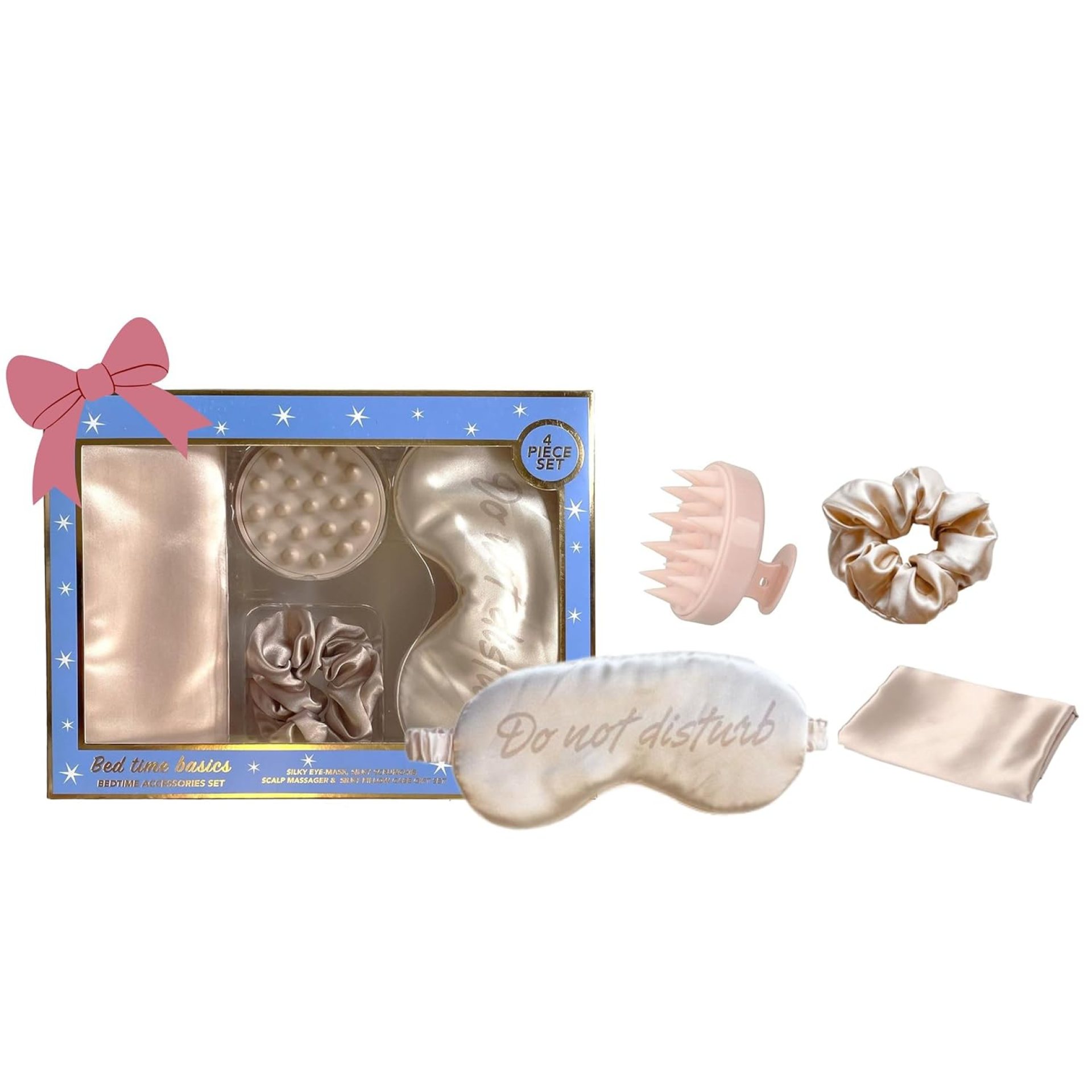 Holler & Glow Bedtime Basics Accessories Set, Limited Edition, Sleep Eye Mask, Silk Scrunchie, Hair Growth Scalp Massager, Satin Pillowcase, Beauty Sleep For Women & Mother’s, 4 Piece Gift Set Holler & Glow Bedtime Basics Accessories Set, Limited Edition, Sleep Eye Mask, Silk Scrunchie, Hair Growth Scalp Massager, Satin Pillowcase, Beauty Sleep For Women & Mother’s, 4 Piece Gift Set