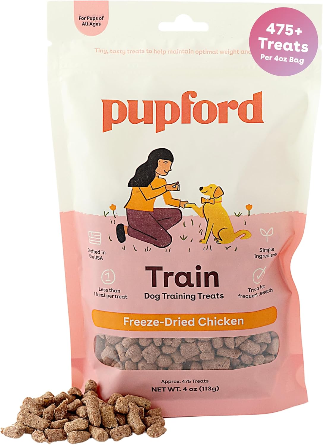 Pupford Freeze Dried Training Treats for Dogs & Puppies, 475+ Two Ingredient Bites (Chicken, 4 oz) Pupford Freeze Dried Training Treats for Dogs & Puppies, 475+ Two Ingredient Bites (Chicken, 4 oz)