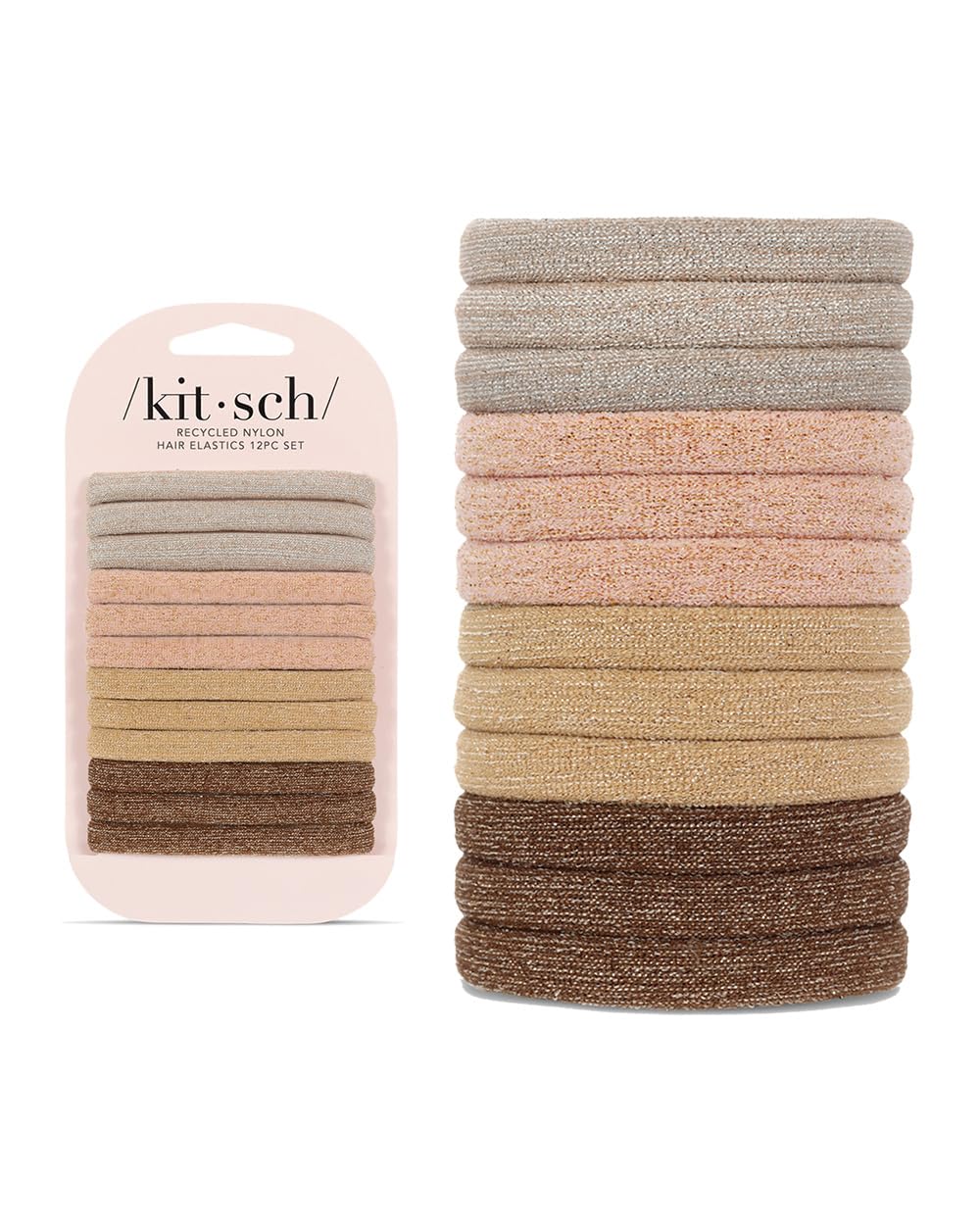 Kitsch Hair Ties No Damage – Strong, Stretchy Hair Bands | Soft Nylon with Glitter Ponytail Holders, Snag-Free Rubber Bands, Perfect for Updos & Braids – Neutral, 12pcs Kitsch Hair Ties No Damage – Strong, Stretchy Hair Bands | Soft Nylon with Glitter Ponytail Holders, Snag-Free Rubber Bands, Perfect for Updos & Braids – Neutral, 12pcs