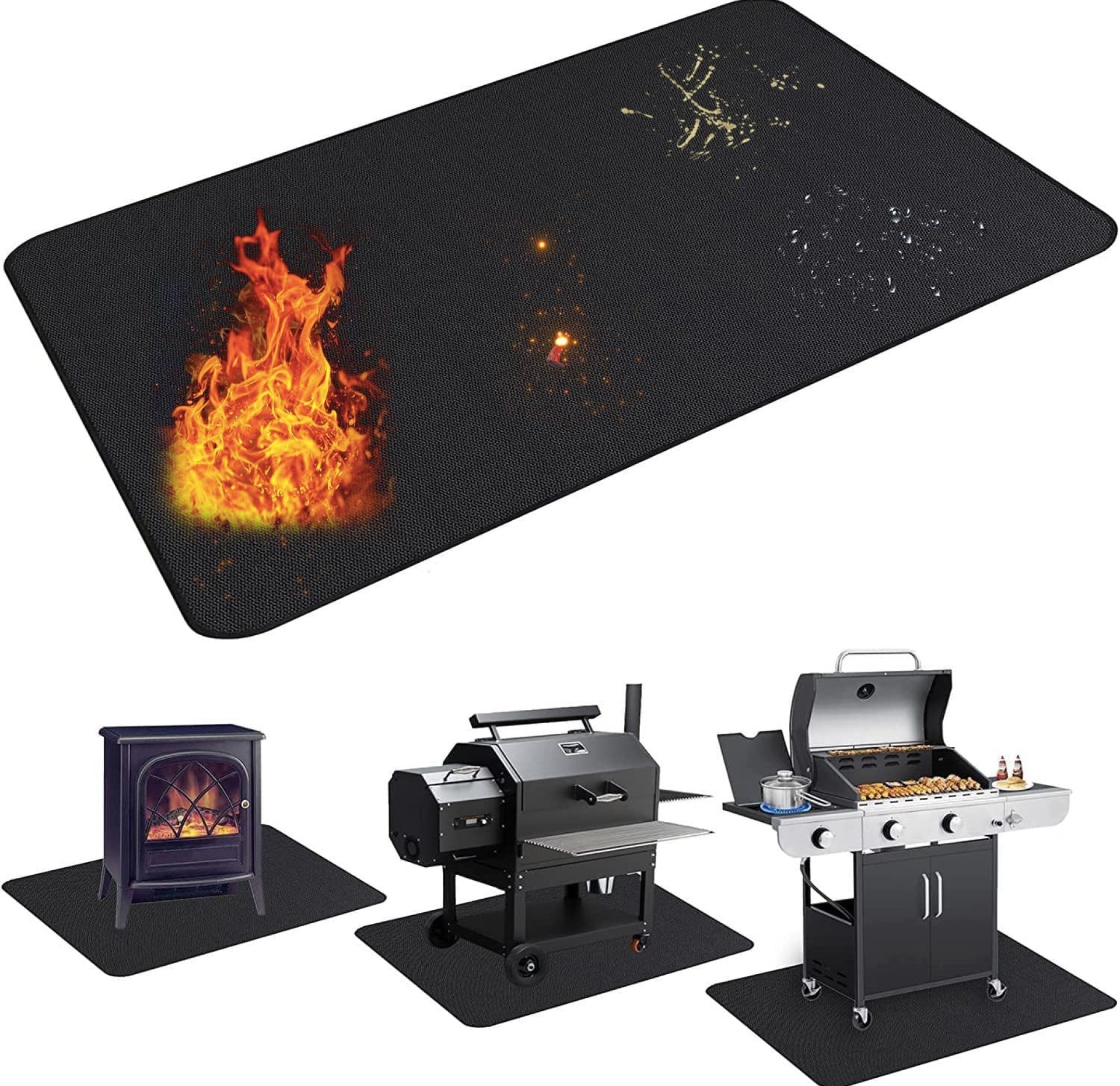 UBeesize Large 65 x 48 inches Under Grill Mat for Outdoor Grill,Double-Sided Fireproof Grill Pad,Indoor Fireplace/Fire Pit Mat,Oil-Proof Waterproof BBQ Protector for Decks and Patios UBeesize Large 65 x 48 inches Under Grill Mat for Outdoor Grill,Double-Sided Fireproof Grill Pad,Indoor Fireplace/Fire Pit Mat,Oil-Proof Waterproof BBQ Protector for Decks and Patios